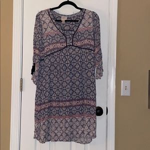 Knox Rose Boho Tassel Pattern Shift Dress Size L